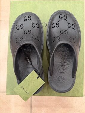 Gucci Black GG Slip-On Clogs